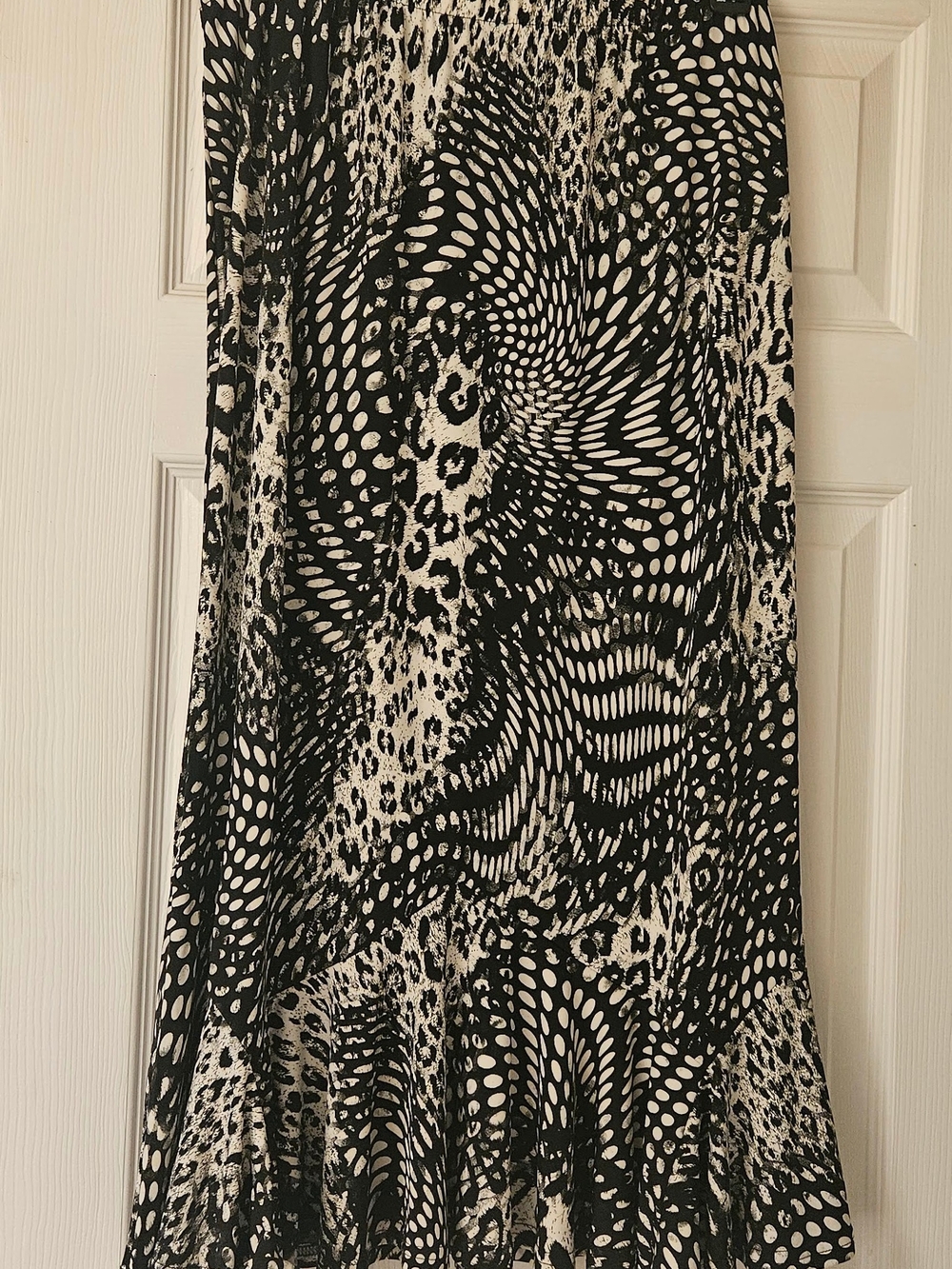 Southern Lady Black & White Animal Print Maxi Skirt